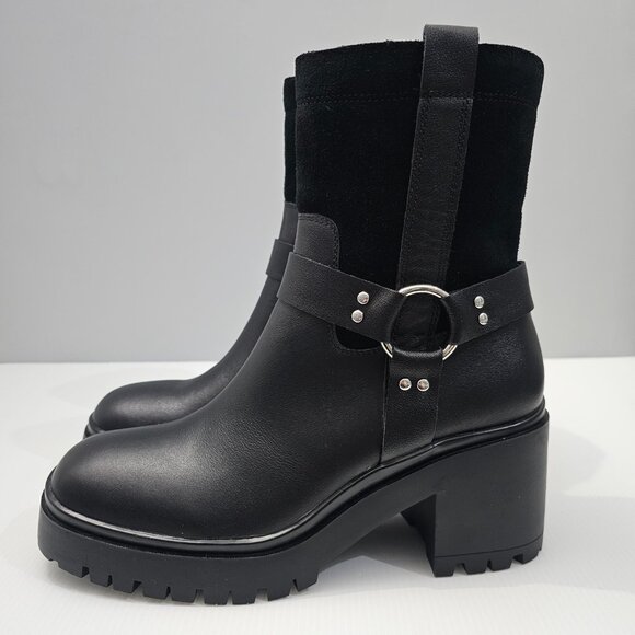 NEW Blondo Rebel Ankle Boot Womens 9.5 Black Leather Waterproof Moto Biker Heel - Picture 14 of 14